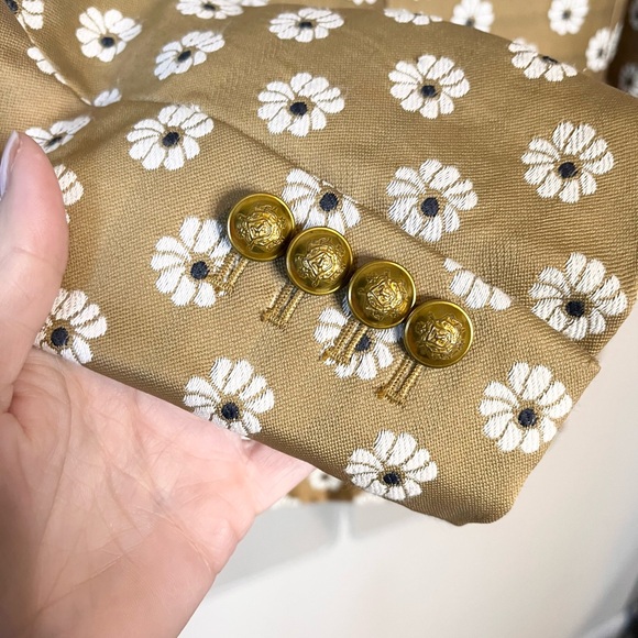 J. CREW Campbell Scattered Daisy Gold Floral Print Jacquard Gold Button Blazer 2 - Picture 4 of 7